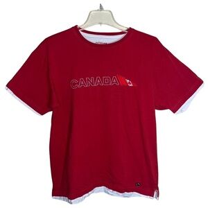 Canada Red Cotton Embroidered T-shirt “It’s Fun to Be Canadian“ Size Medium